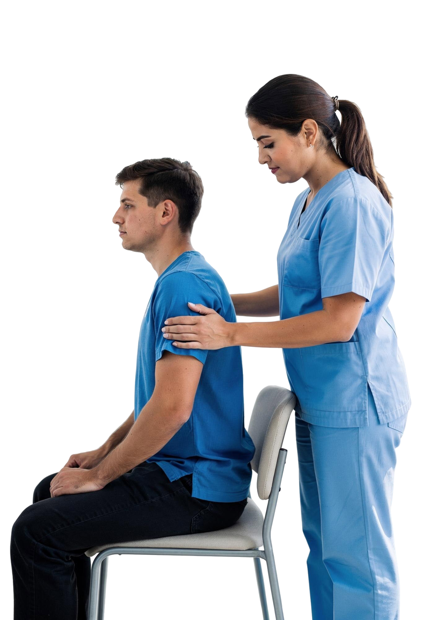 Physiotherapist treating a patient at home